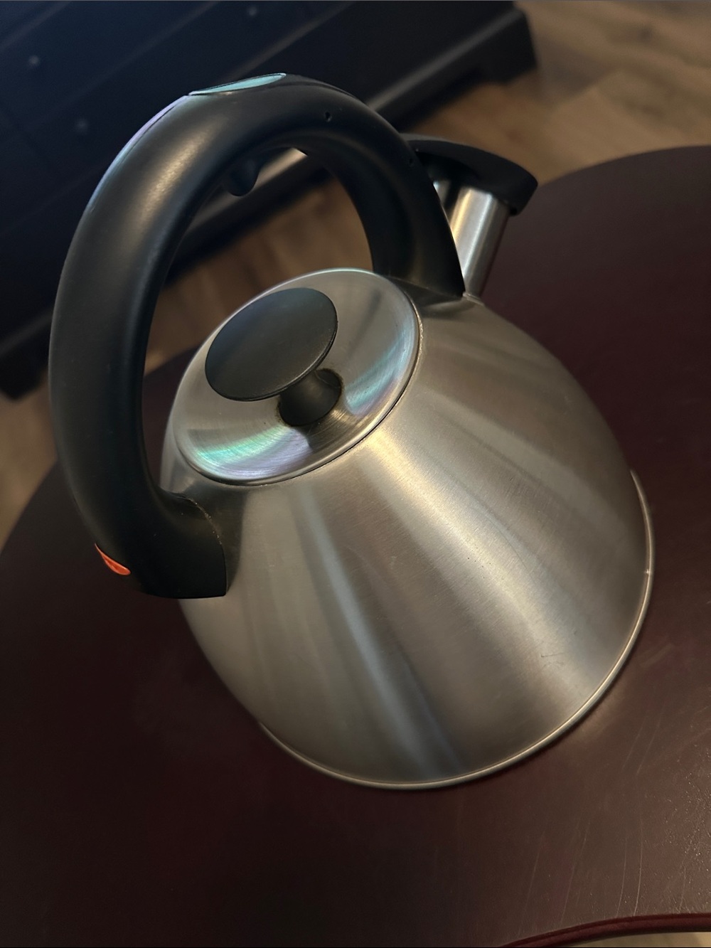 Oxo Brushed Steel Whistling Kettle with Black Handle